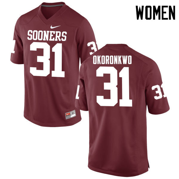 Women Oklahoma Sooners #31 Ogbonnia Okoronkwo College Football Jerseys Game-Crimson